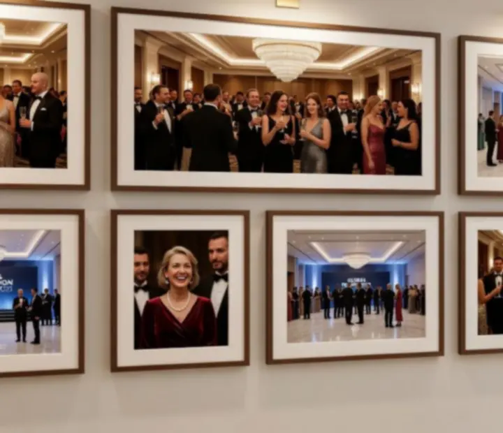 Kompozycja zdjęć z eleganckich eventów firmowych, bankietów i wieczorów galowych