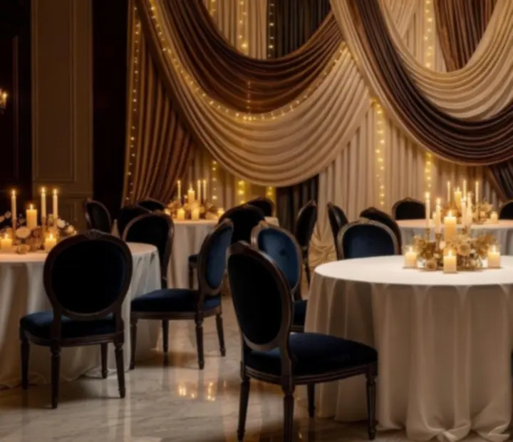 Galeria premium przedstawiająca starannie zaaranżowane miejsce na eleganckie wydarzenie