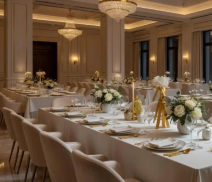 Luksusowa sala bankietowa przygotowana na elegancki event
